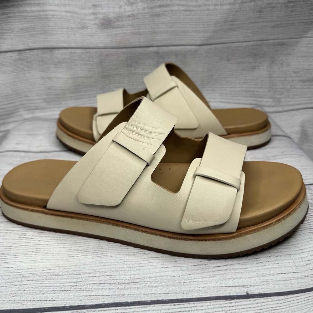 Nisolo Ella Go-To‎ Flatform Slide Leather Womens Size 8 Bone